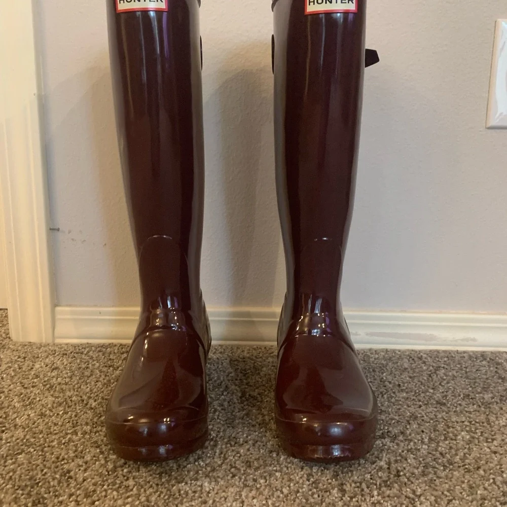 Hunter Original Refined Tall Gloss Rain Boots - Picture 1 of 3